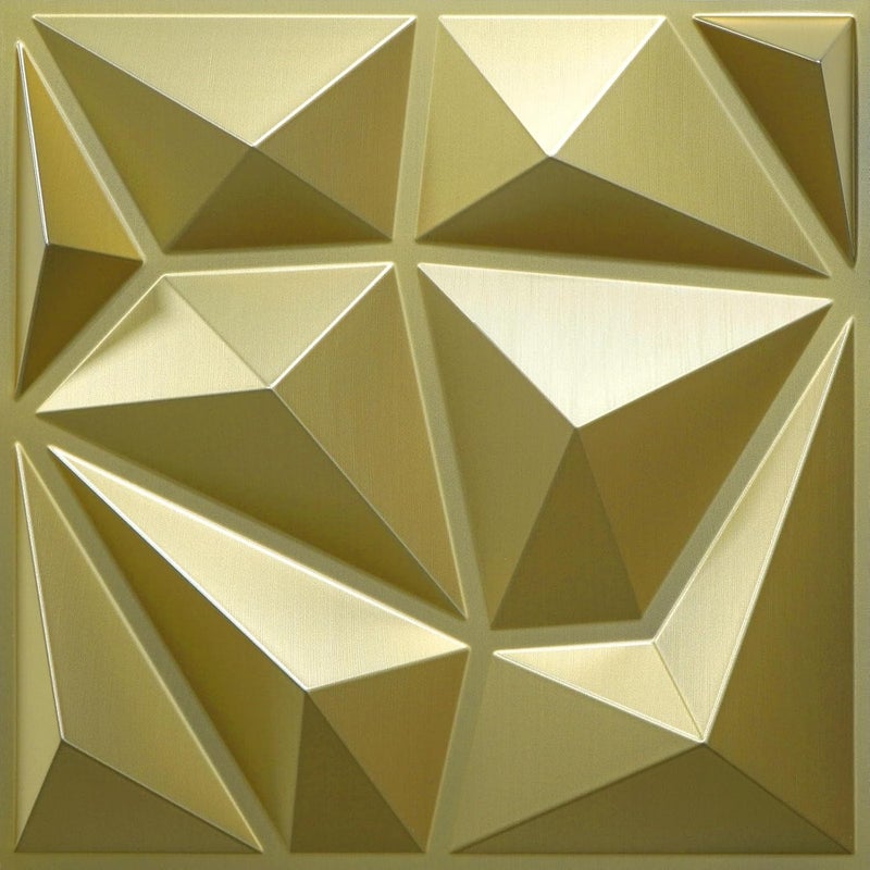 LEVOWAY 33 Pack 3D Modern Diamond Wall Panels for Interior Wall Decor,12''x12'' Champaign Gold Accent Wall Panles for Living Room,TV Wall Background,Bedroom - Image 1